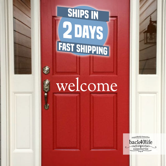 Welcome Front Door Vinyl Decal (E-001a)