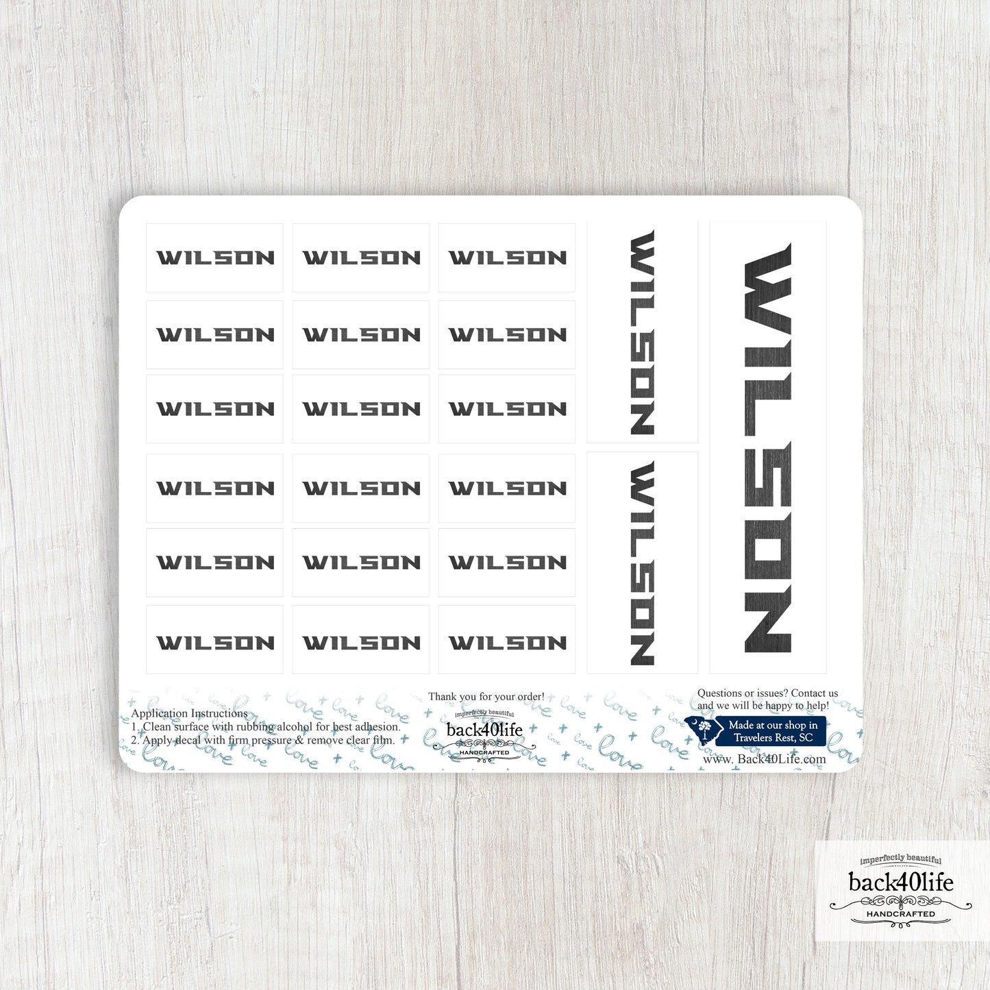 Name Personalized DTF Sticker Labels - Metallic Distressed Texture - Back40Life (K-081l)