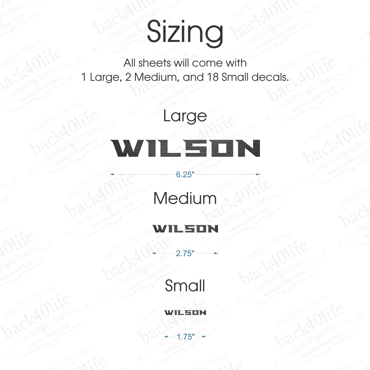 Name Personalized DTF Sticker Labels - Metallic Distressed Texture - Back40Life (K-081l)