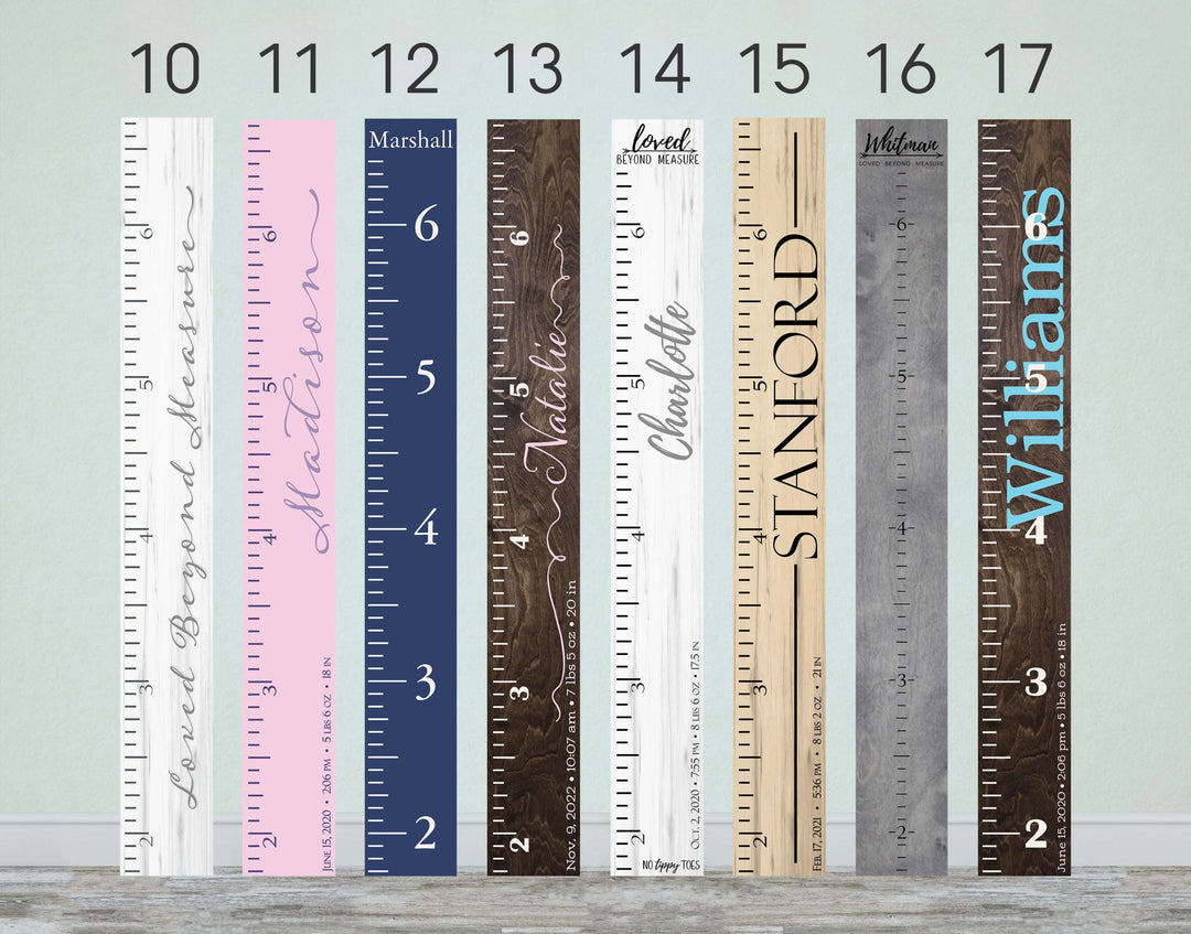 Personalized Wooden Kids Growth Chart - Height Ruler for Boys Girls Size Measuring Stick Family Name - Custom Ruler Gift Children GC-CST