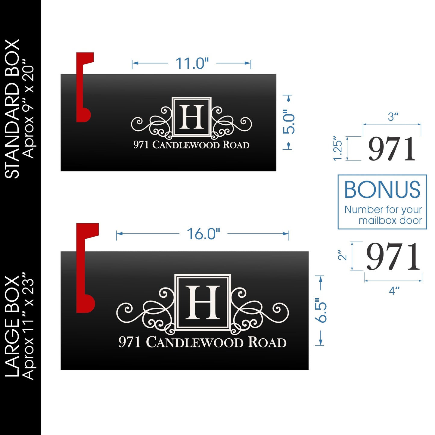 Personalized Mailbox Numbers - Street Address Vinyl Decal - Custom Decorative Numbering Street Name House Number Gift E-004b
