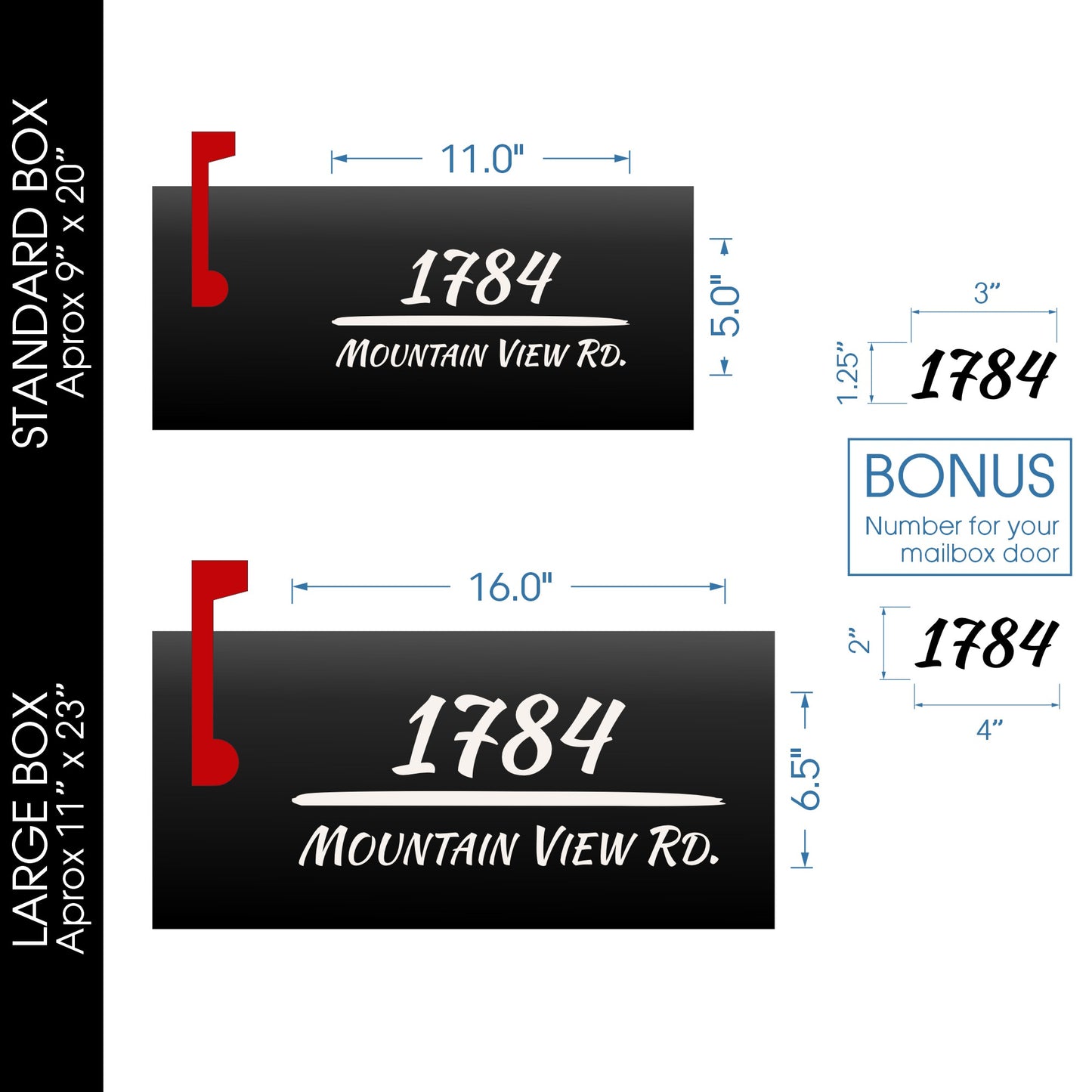 Personalized Mailbox Numbers - Street Address Vinyl Decal - Custom Decorative Numbering Street Name House Number Gift E-004u