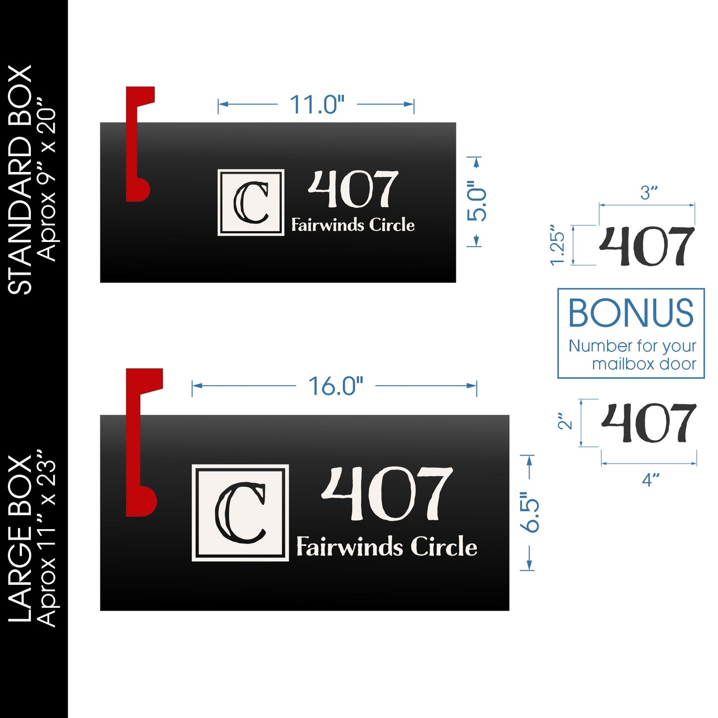 Personalized Mailbox Numbers - Street Address Vinyl Decal - Custom Decorative Numbering Street Name House Number Gift E-004i