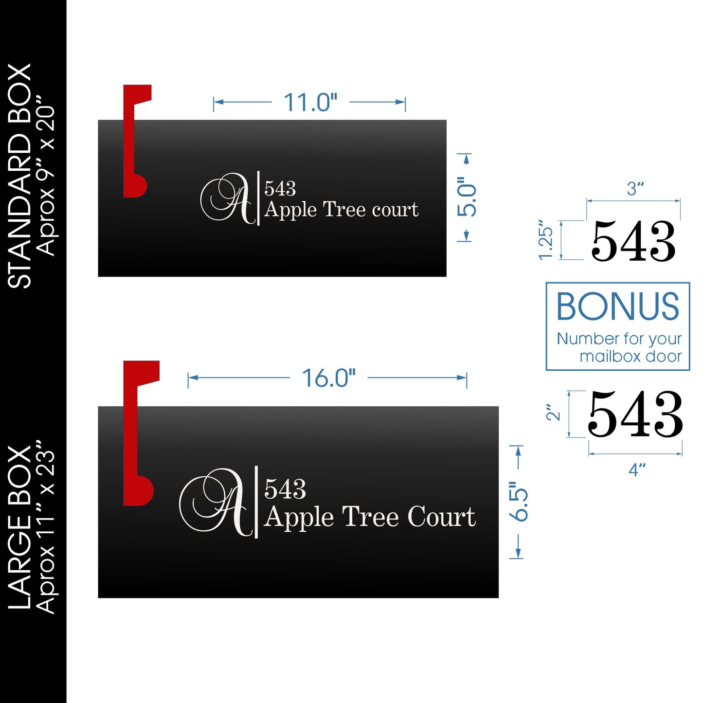 Personalized Mailbox Numbers - Street Address Vinyl Decal - Custom Decorative Numbering Street Name House Number Gift E-004a2