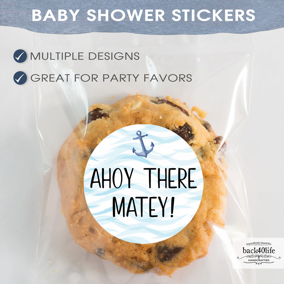 Baby Shower Favor DTF Sticker Labels Customizable - Nautical - Back40Life (K-082g)