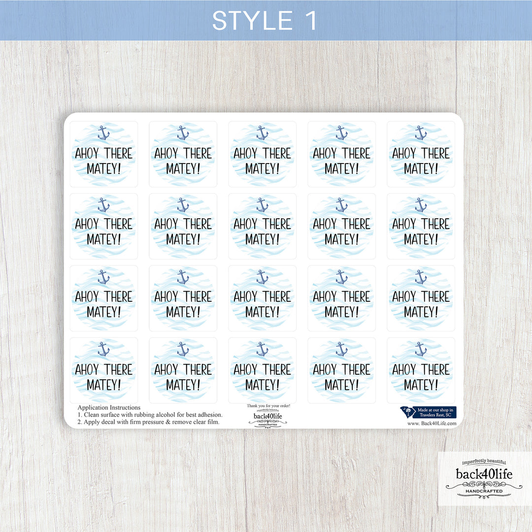 Baby Shower Favor DTF Sticker Labels Customizable - Nautical - Back40Life (K-082g)