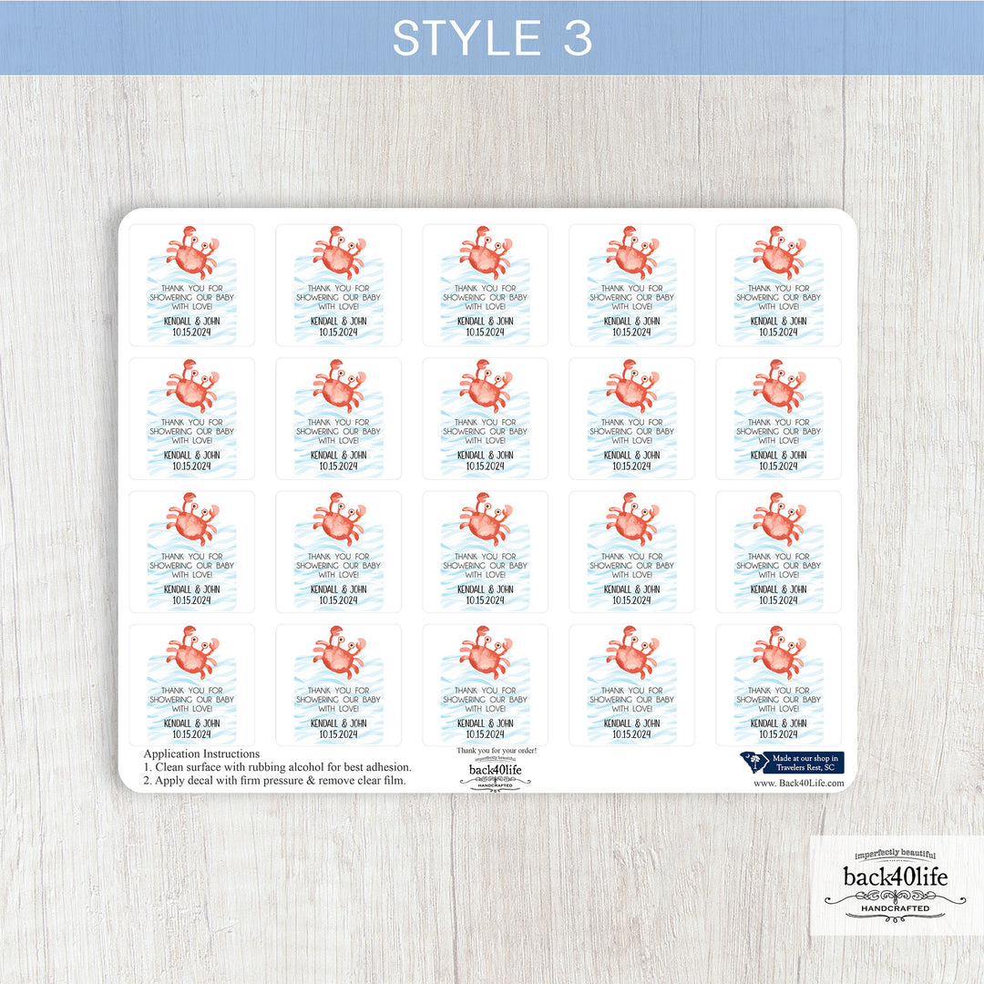 Baby Shower Favor DTF Sticker Labels Customizable - Nautical - Back40Life (K-082g)