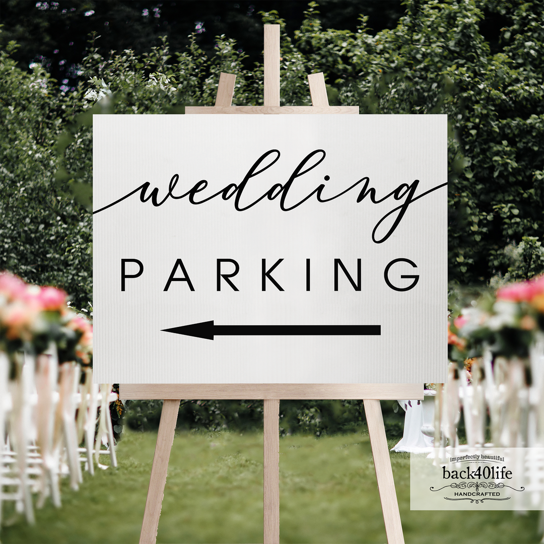 Painted Wedding Parking Directional Sign (W-020)