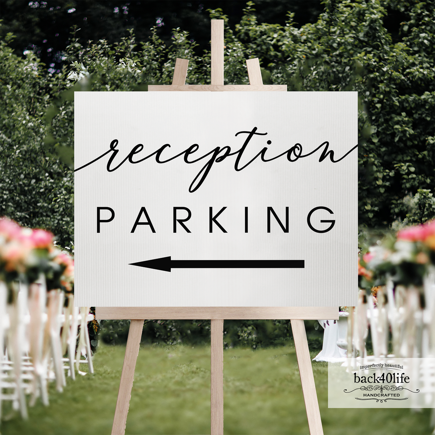 Painted Wedding Parking Directional Sign (W-020-2)