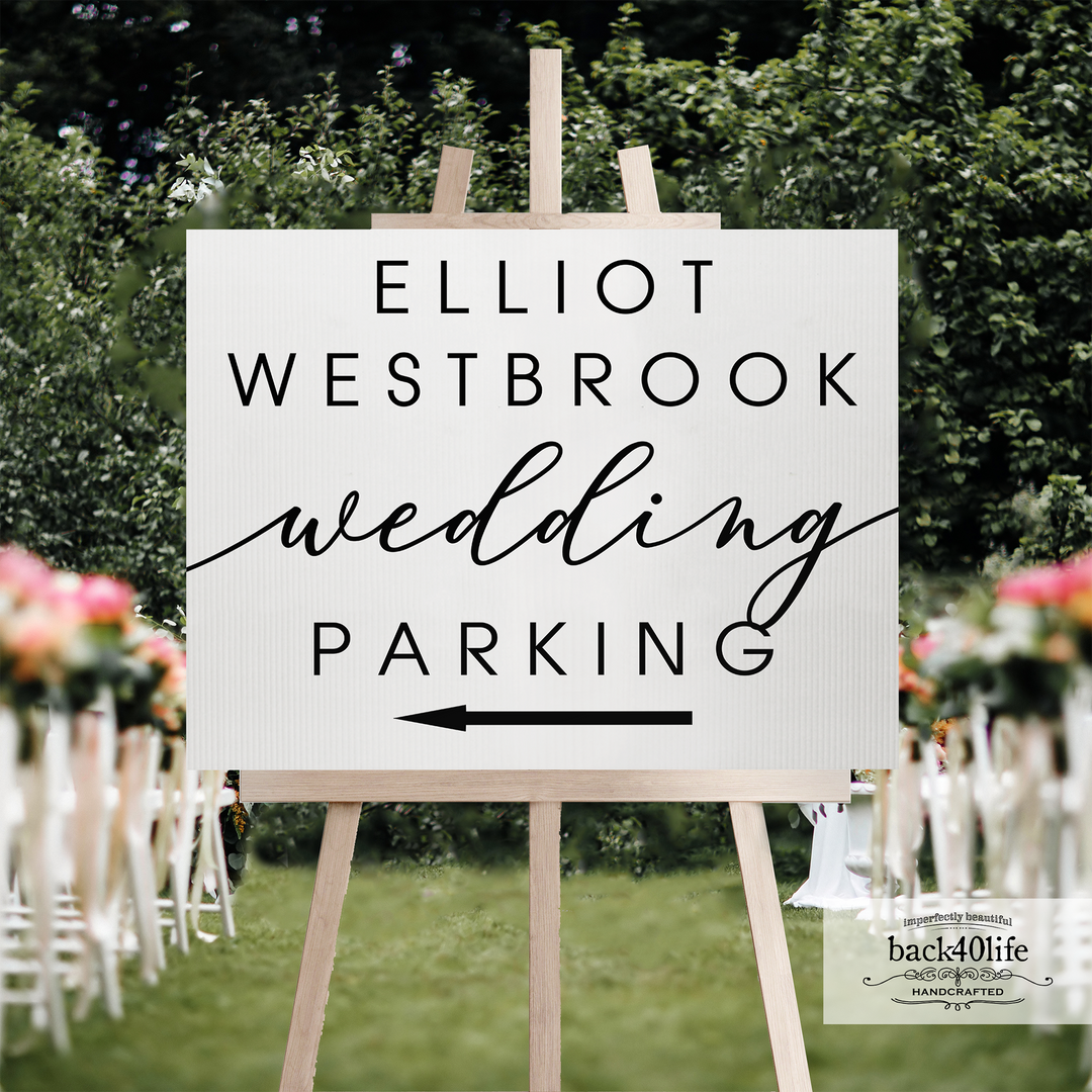 Painted Wedding Parking Directional Sign (W-020-2)