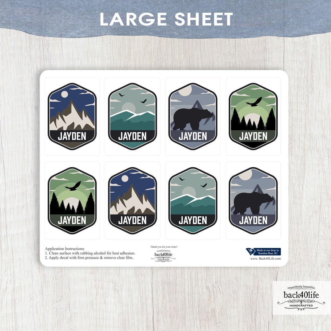 Name Personalized DTF Sticker Labels - Mountain Outdoor Eagle Snow - Back40Life (K-081i)