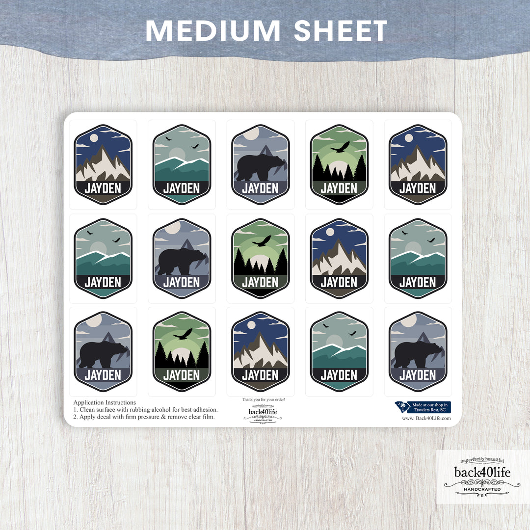 Name Personalized DTF Sticker Labels - Mountain Outdoor Eagle Snow - Back40Life (K-081i)