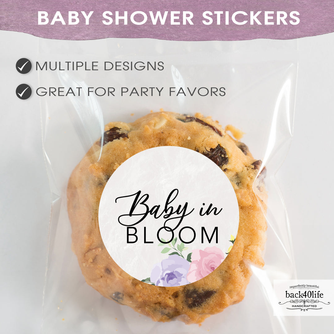 Baby Shower Favor DTF Sticker Labels Customizable - Pastel Flowers - Back40Life (K-082f)