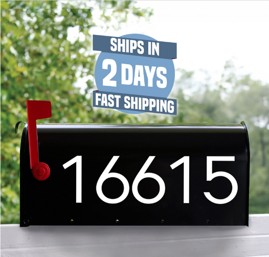 Personalized Mailbox Numbers - Street Address Vinyl Decal - Custom Decorative Numbering Street Name House Number Gift E-004s