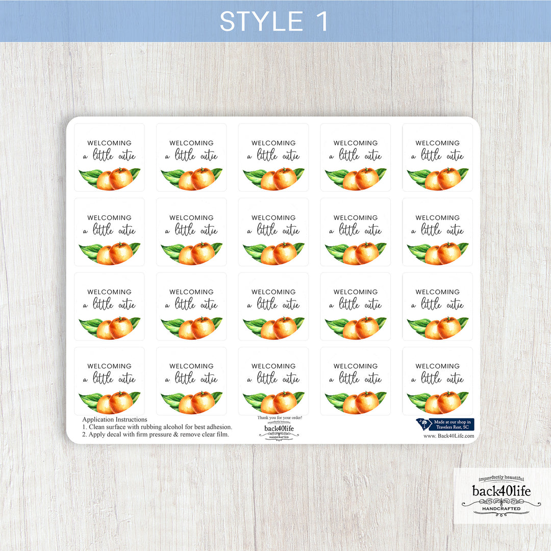 Baby Shower Favor DTF Sticker Labels Customizable - Little Cutie - Back40Life (K-082b)