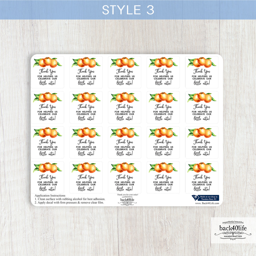 Baby Shower Favor DTF Sticker Labels Customizable - Little Cutie - Back40Life (K-082b)