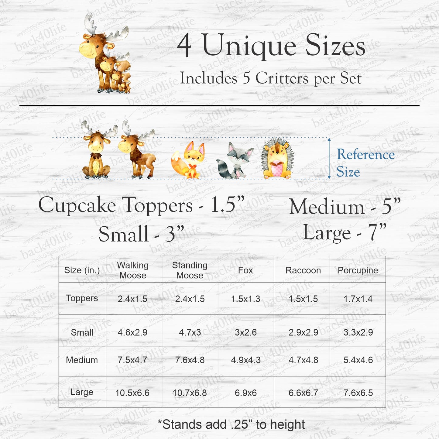 Woodland Creatures | Set of Painted Wooden Cutout Shapes - Back40Life (PC-005-Set)