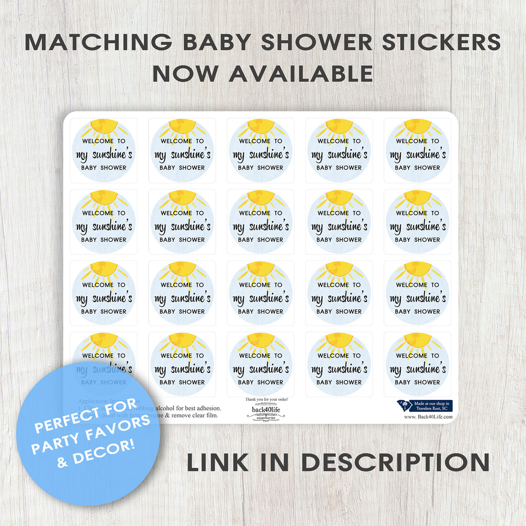 Baby Shower Sign - My Sunshine - Welcome Directional Parking Event (K-091c) - Back40Life