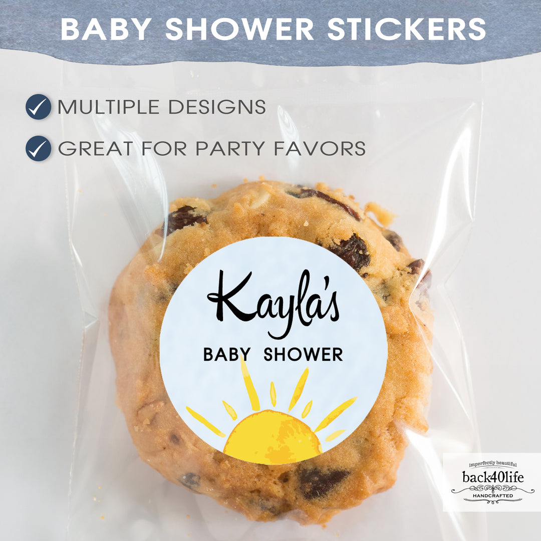 Baby Shower Favor DTF Sticker Labels Customizable - Little Sunshine - Back40Life (K-082e)