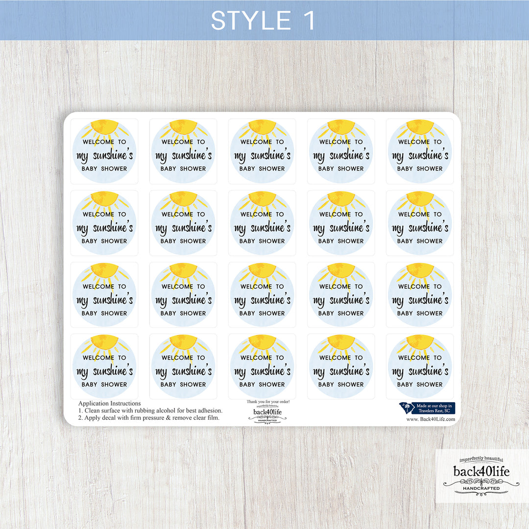 Baby Shower Favor DTF Sticker Labels Customizable - Little Sunshine - Back40Life (K-082e)