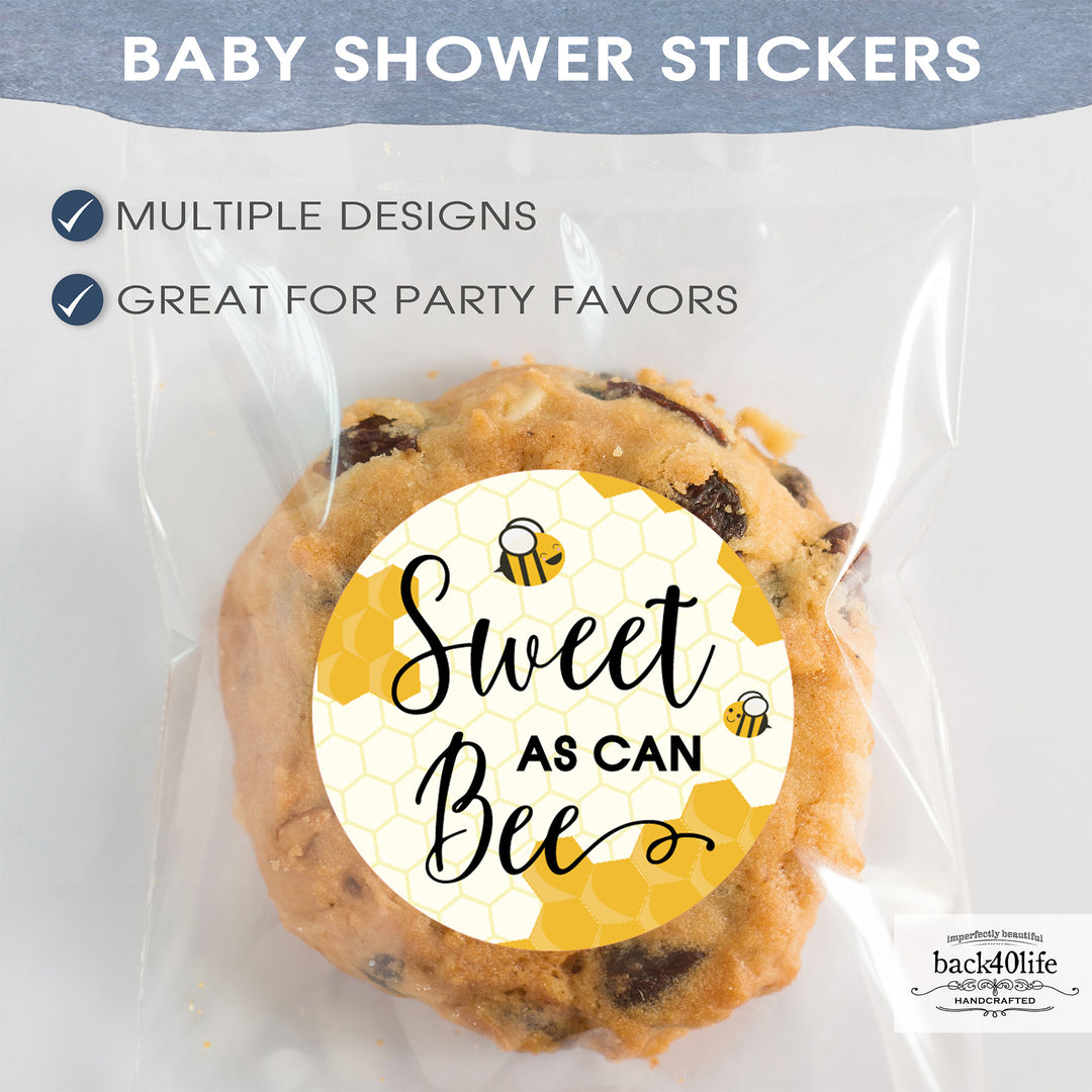 Baby Shower Favor DTF Sticker Labels Customizable - Sweet as can Bee - Back40Life (K-082c)