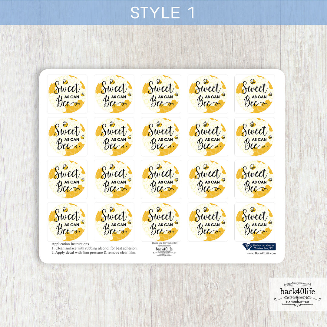 Baby Shower Favor DTF Sticker Labels Customizable - Sweet as can Bee - Back40Life (K-082c)