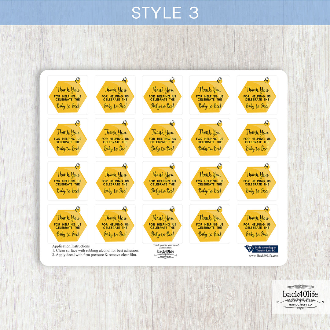 Baby Shower Favor DTF Sticker Labels Customizable - Sweet as can Bee - Back40Life (K-082c)