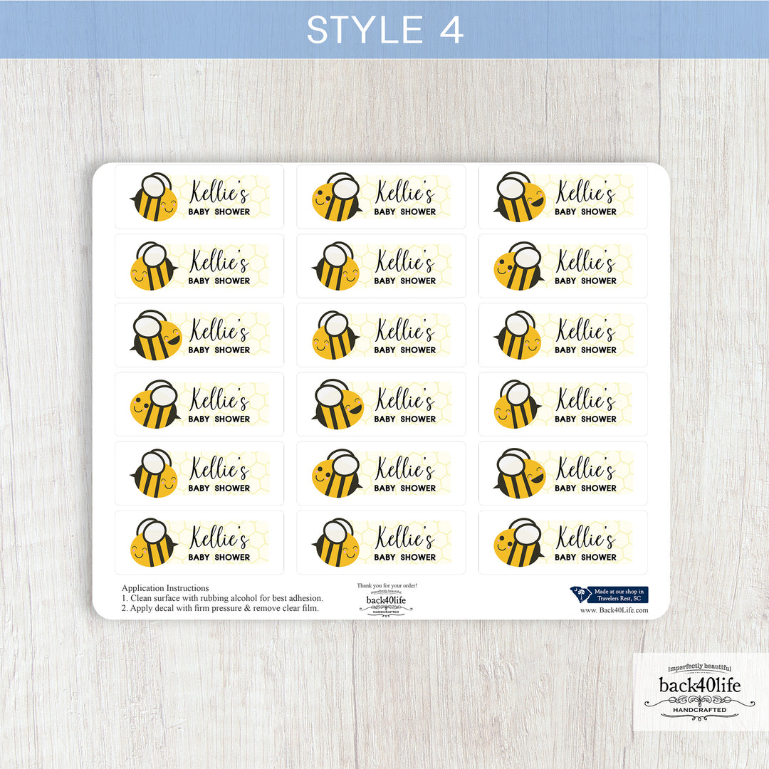 Baby Shower Favor DTF Sticker Labels Customizable - Sweet as can Bee - Back40Life (K-082c)