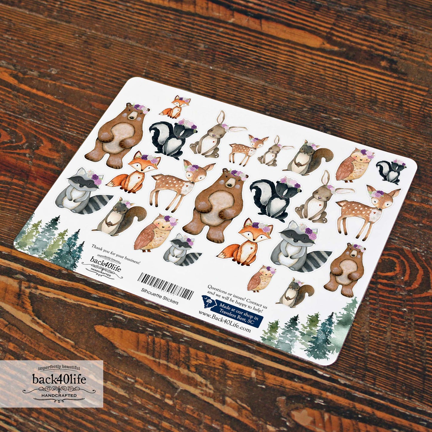 Forest Critter with Tiara Stickers Silhouette - Set of 96 Sticker Cutout Shapes - (PC-001C-4)