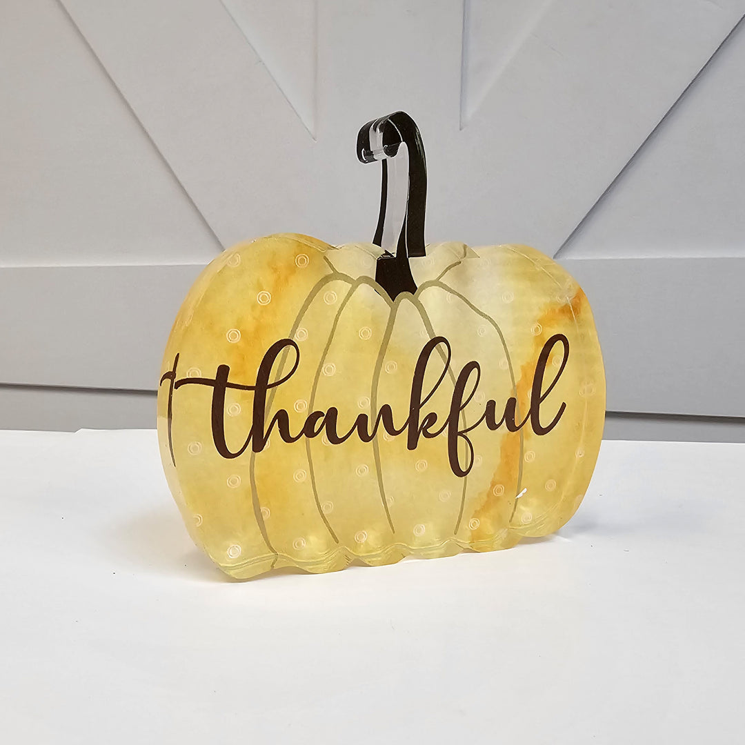 Thanksgiving Acrylic Shelf Sitter - Thankful Pumpkin