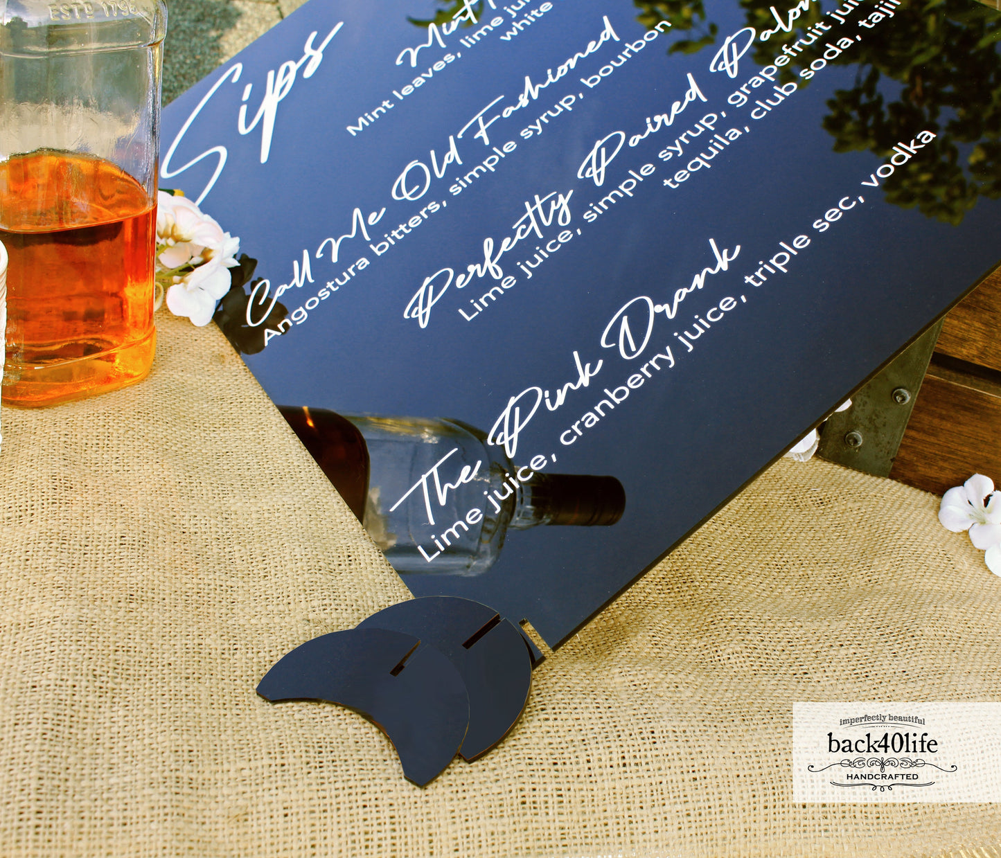 Acrylic Drink Menu Sign with Images (W-112) - Back40Life