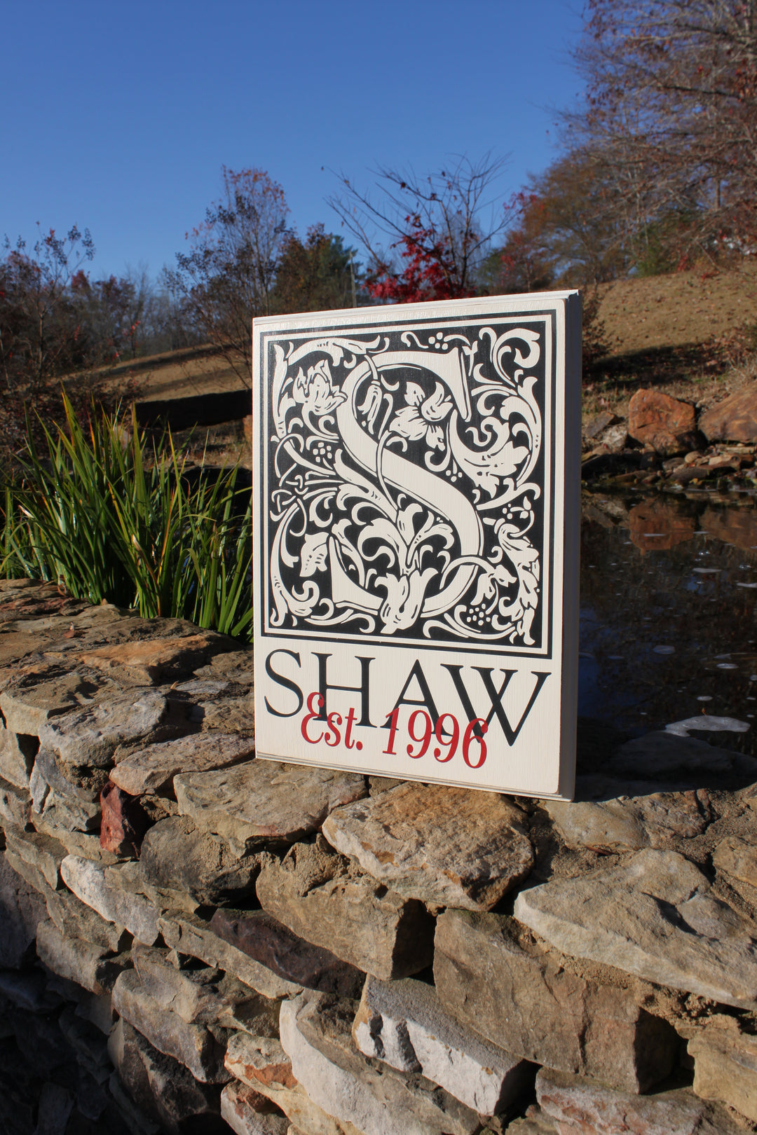 Embellished Block Monogram Wood Sign - The Shaw (S-002)