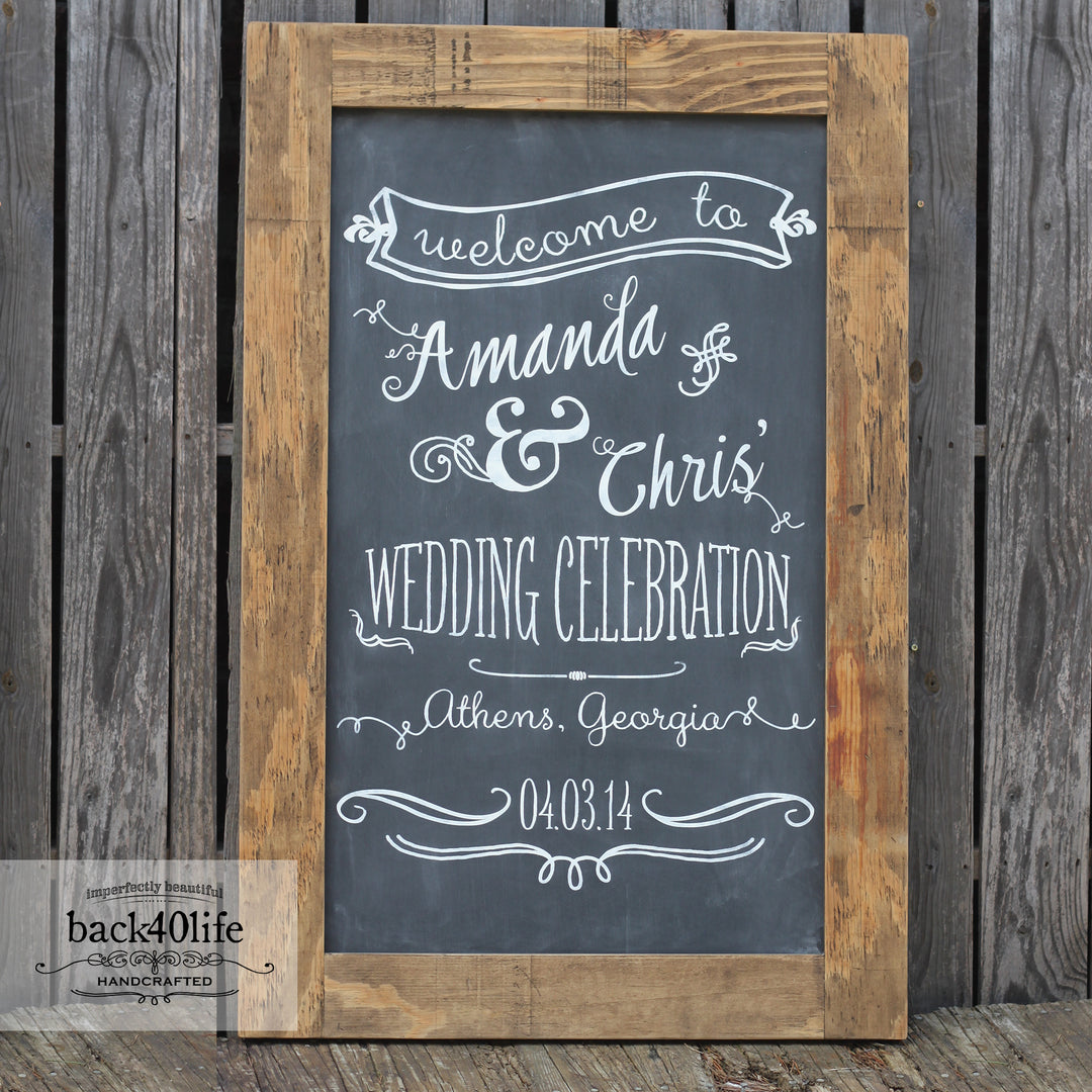 Chalkboard Wedding or Reception Welcome Sign (W-040b)