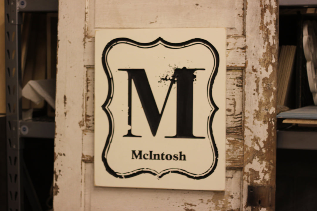 Vintage Monogram Engraved Wooden Sign (M-001S)