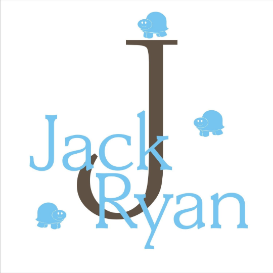 Kid's Monogram and Name with Cute Critters Vinyl Wall Decal (K-003)