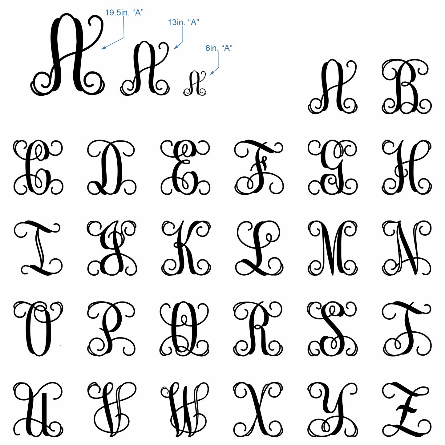 Precision Cut Vines Wood Monogram Letter (LC-01)