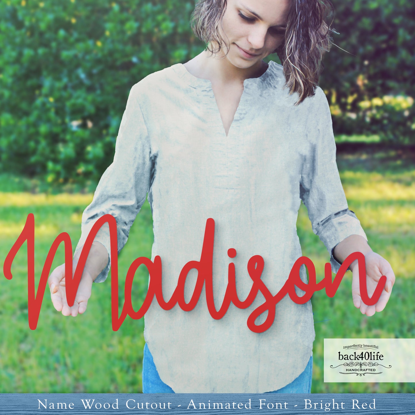 Custom Wooden Name Cutout Sign - Personalized Word Name Phrase Cutout for Boys and Girls (Animated Font) | Back40Life