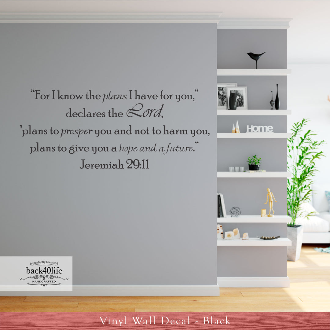Plans I Have for You - Jeremiah 29:11 Vinyl Wall Decal (B-007)