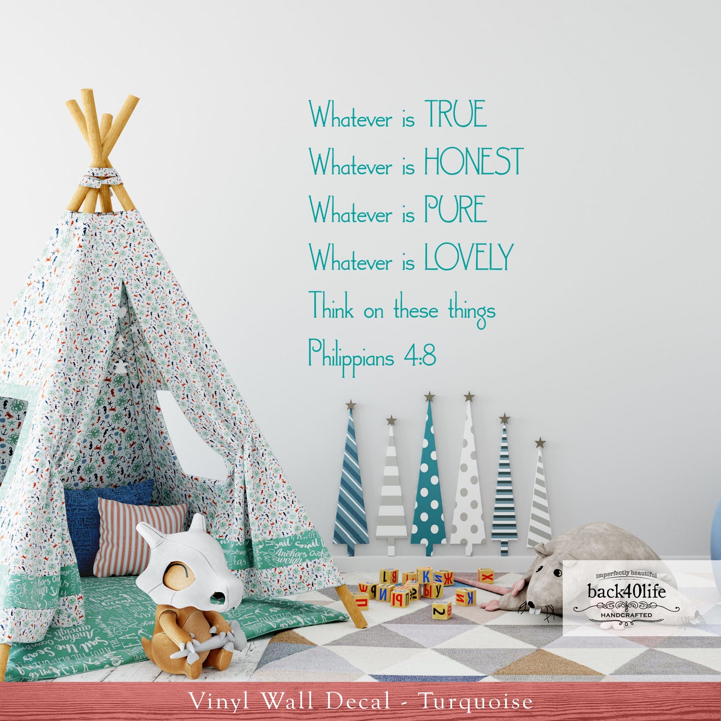 Think on These Things - Philippians 4:8 Vinyl Wall Decal (B-032)