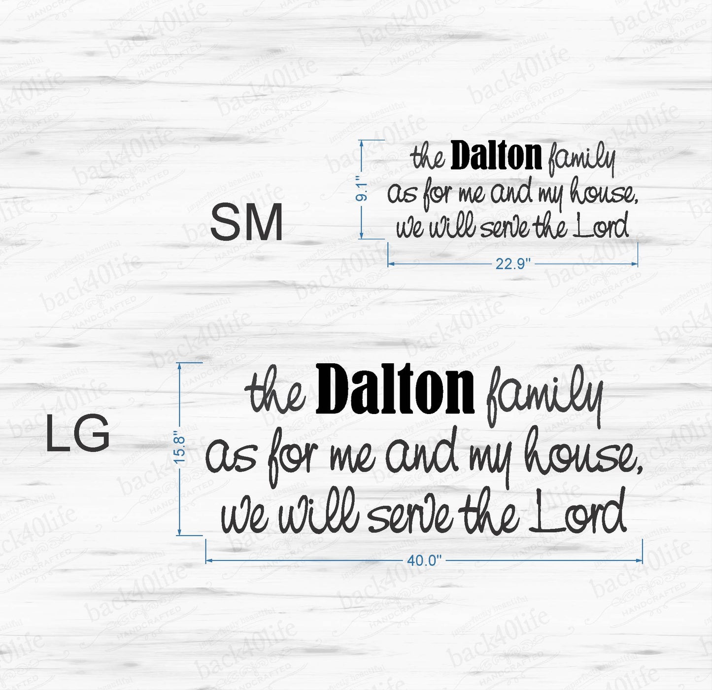 Me and My House with Family Name - Joshua 24:15 Vinyl Wall Decal (B-080)