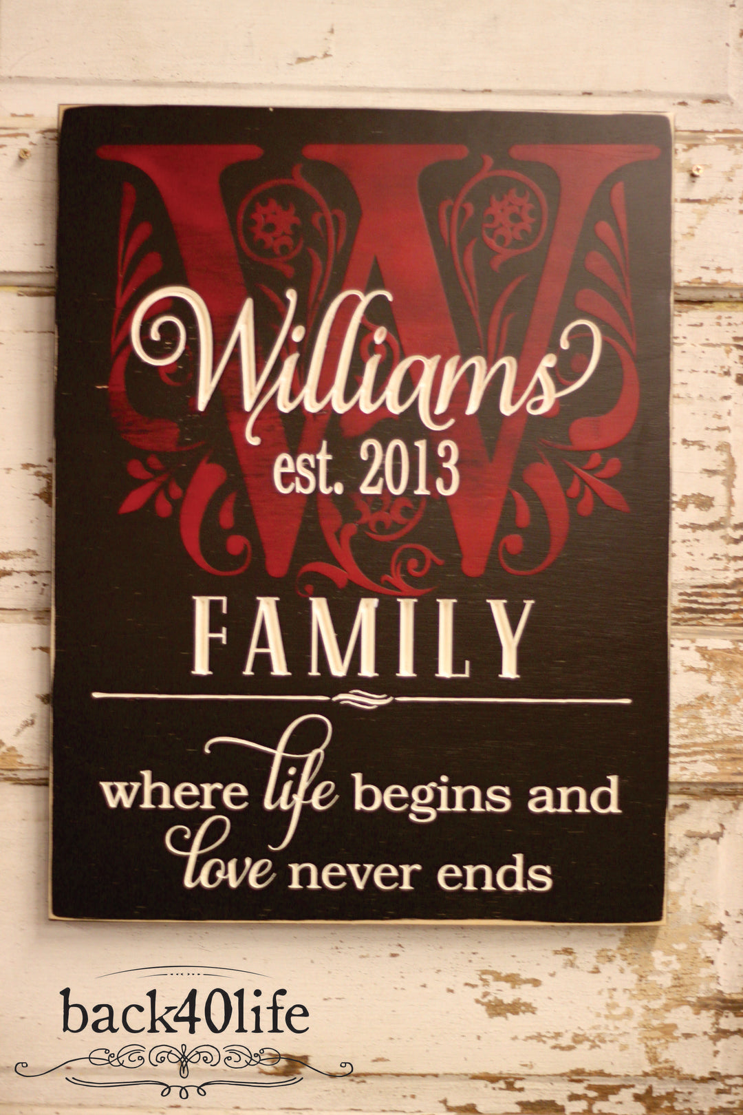 Family Name with Monogram Wood Sign - The McCrary (S-040)
