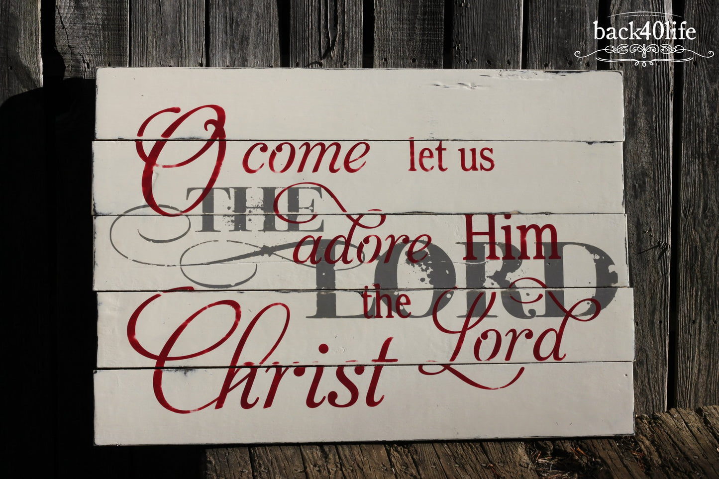 O Come Let us Adore Him Vintage Wooden Sign (S-030)