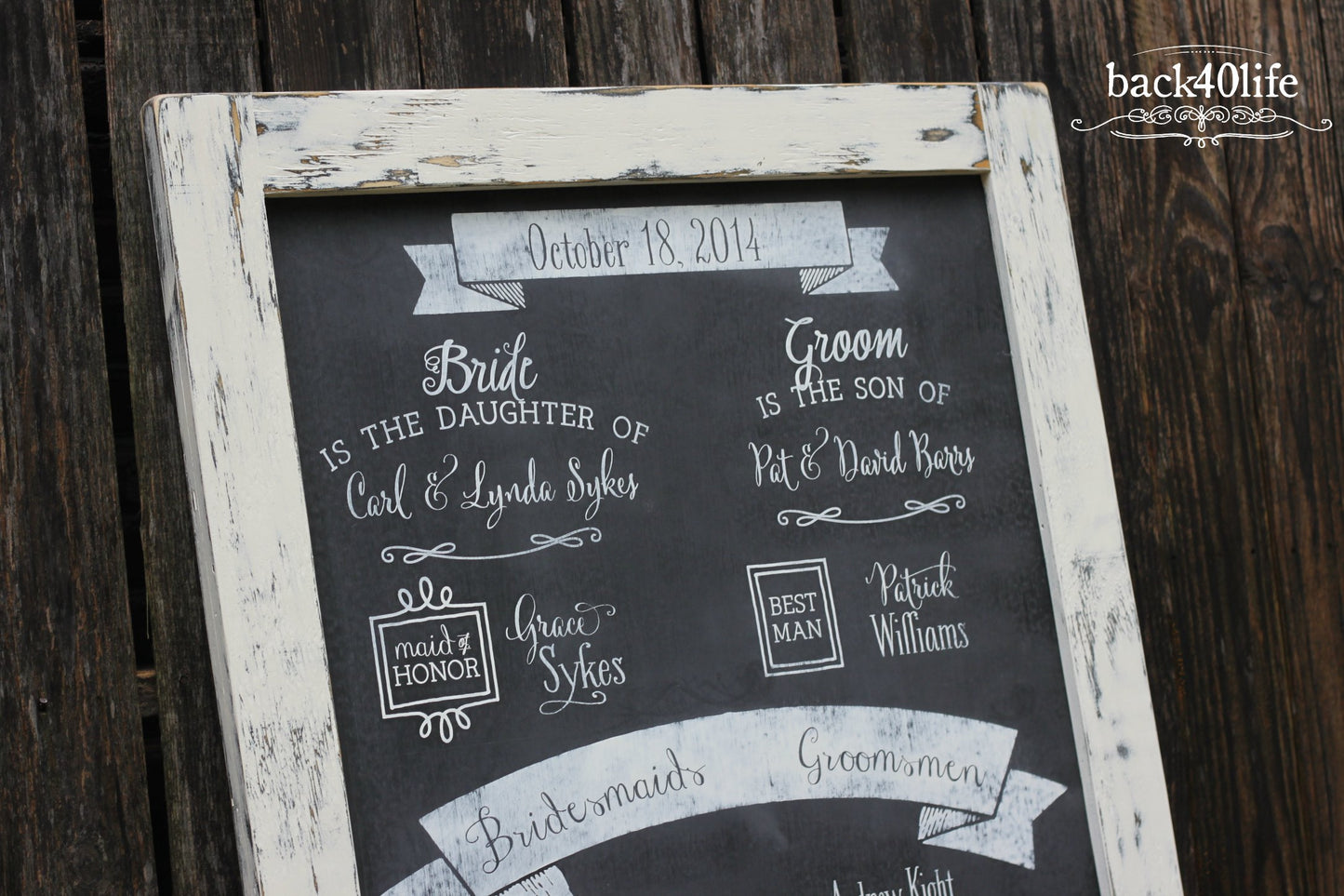 Wedding Program Welcome Sign with Chalkboard Finish (W-071)