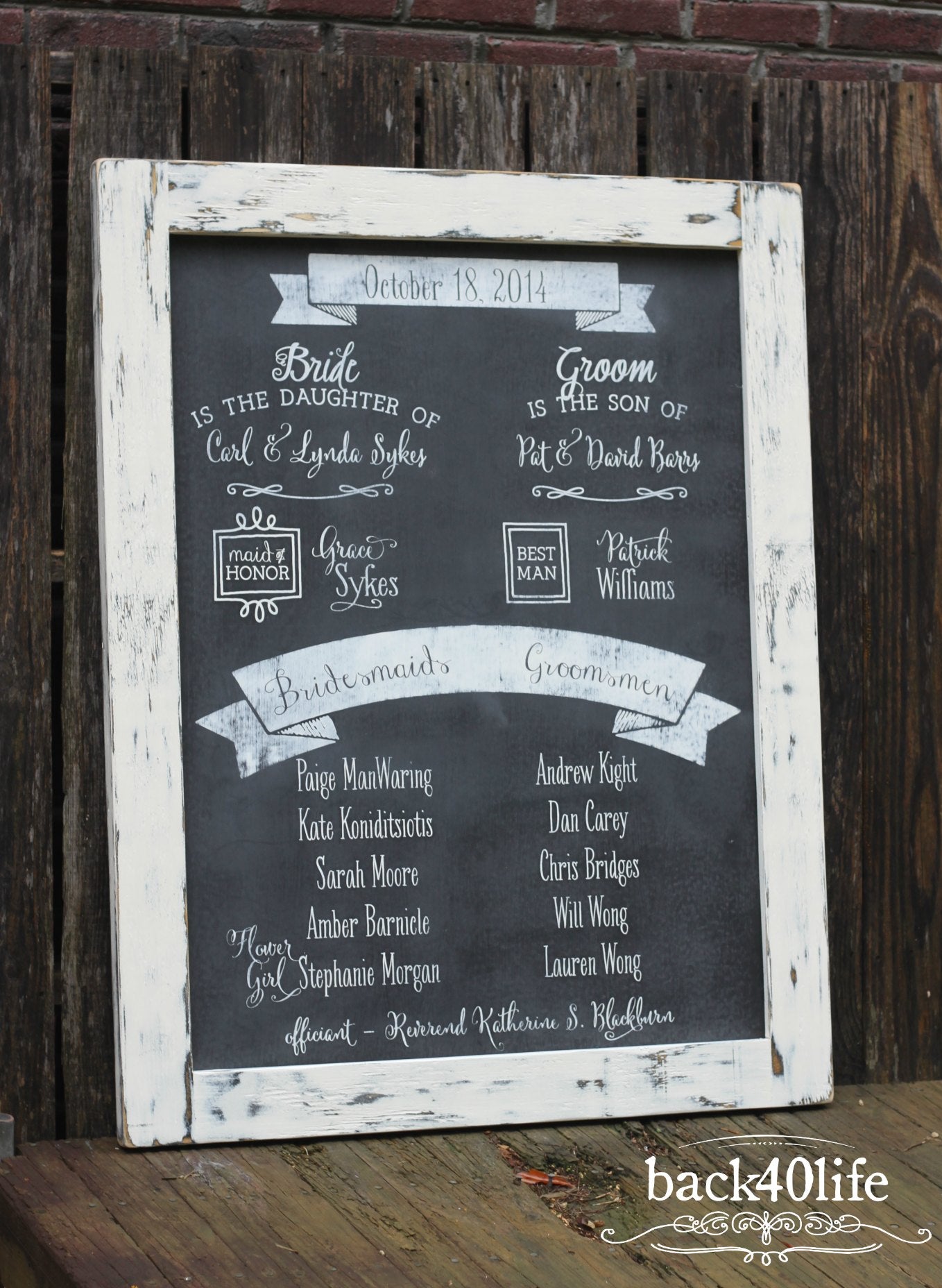 Wedding Program Welcome Sign with Chalkboard Finish (W-071)