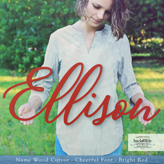 Custom Wooden Name Cutout Sign - Personalized Word Name Phrase Cutout for Boys and Girls (Cheerful Font) | Back40Life