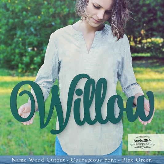 Custom Wooden Name Cutout Sign - Personalized Word Name Phrase Cutout for Boys and Girls (Courageous Font) | Back40Life