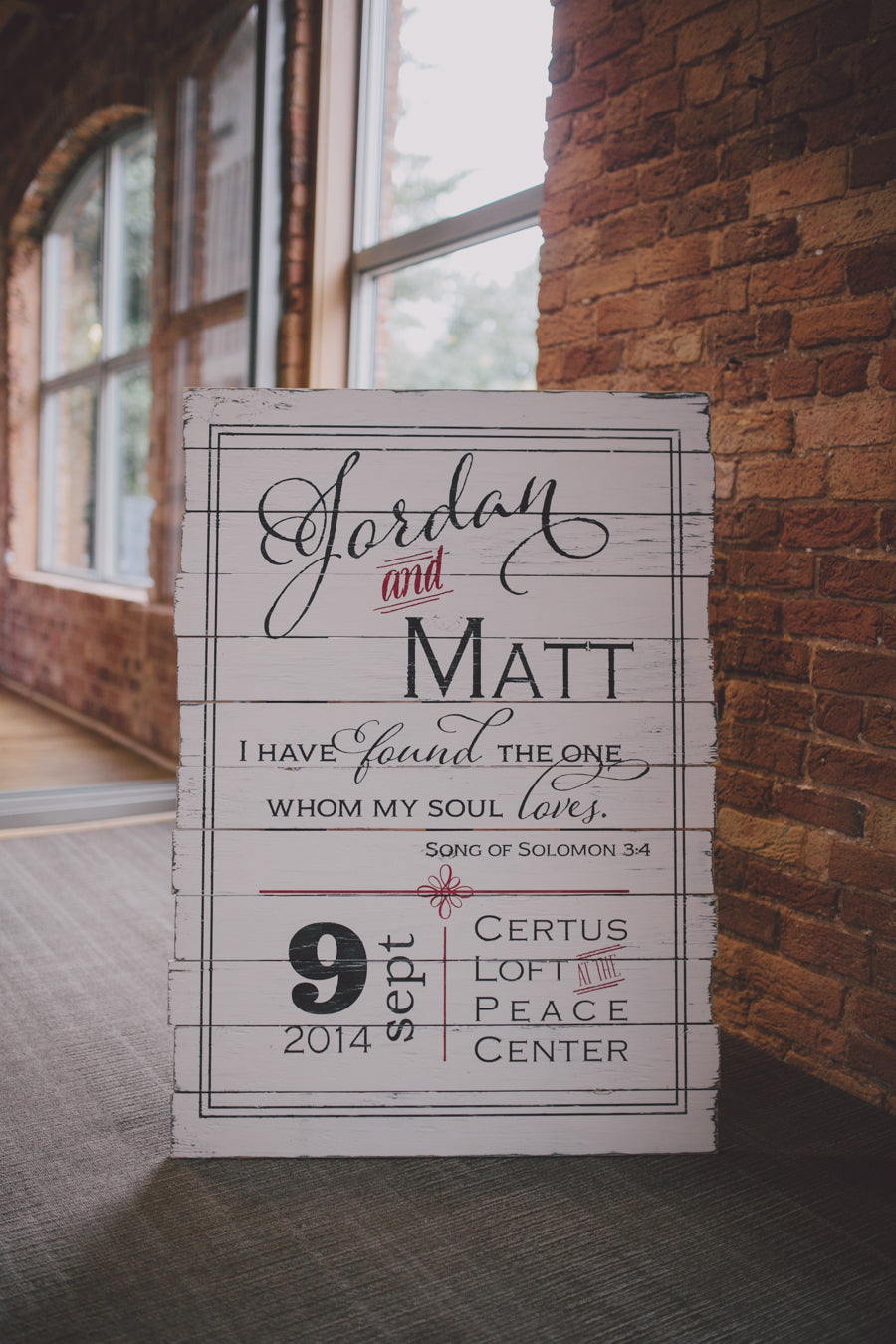 Pallet-Style Painted Wood Wedding or Reception Sign (W-070b)