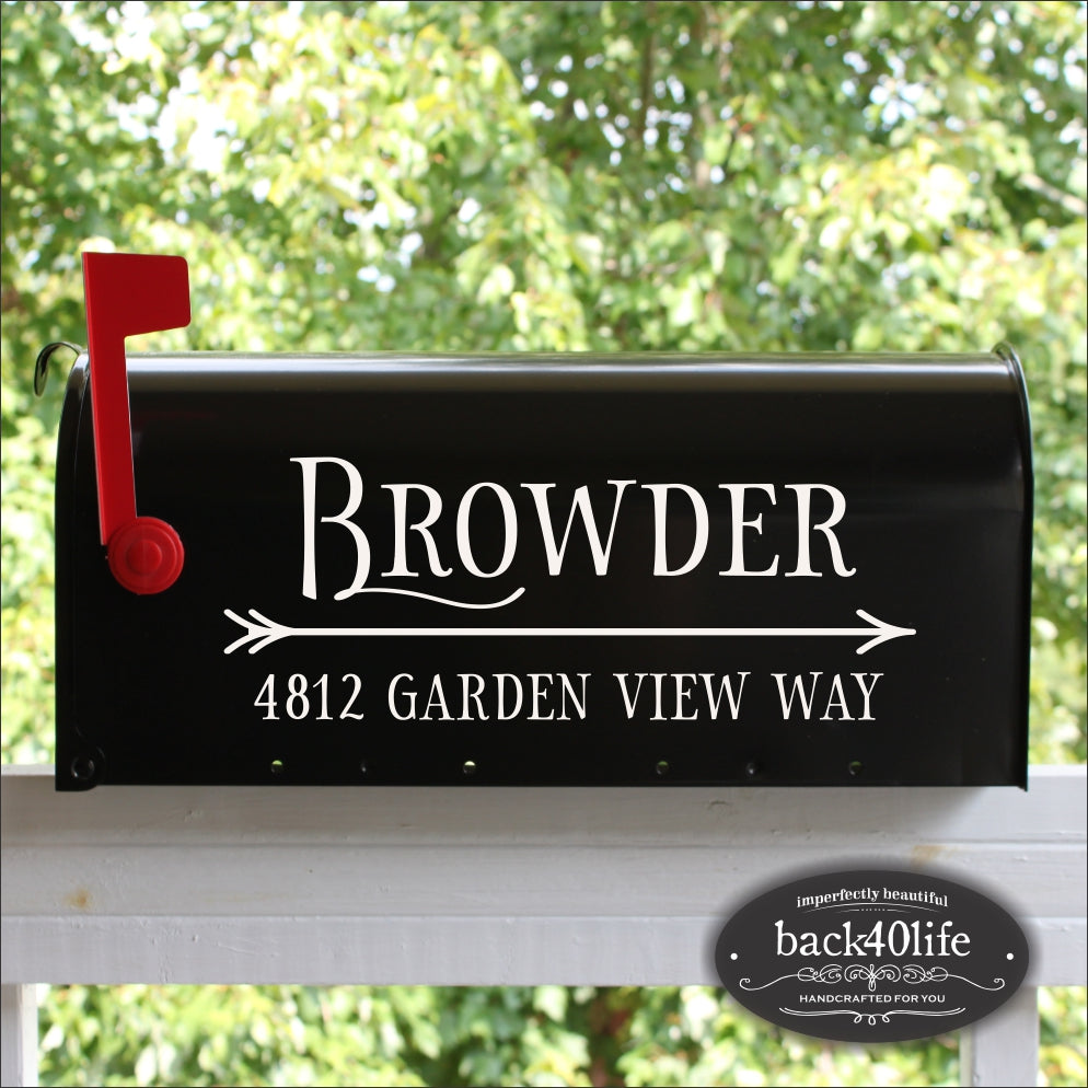 Personalized Mailbox Numbers - Street Address Vinyl Decal - Custom Decorative Numbering Street Name House Number Gift E-004w