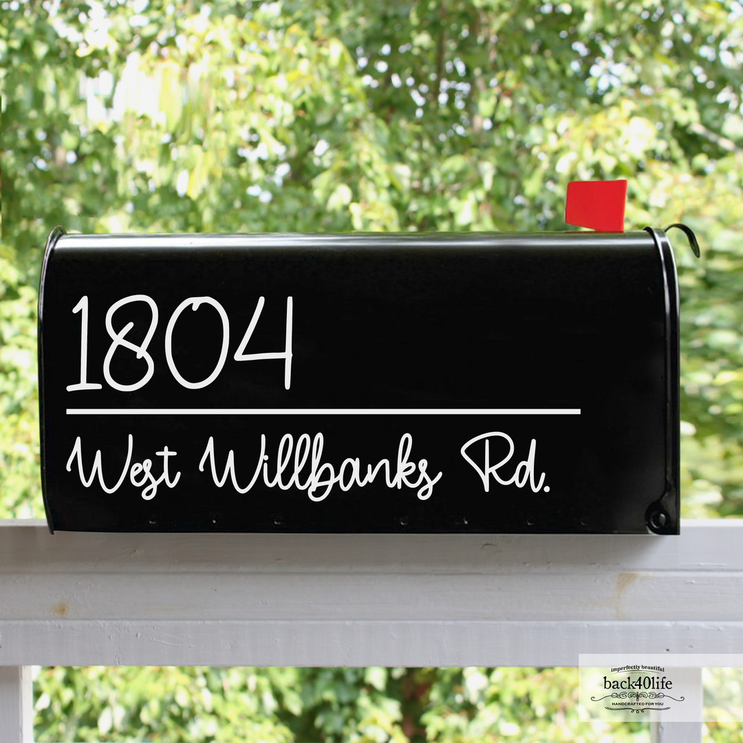 Personalized Mailbox Numbers - Street Address Vinyl Decal - Custom Decorative Numbering Street Name House Number Gift E-004y