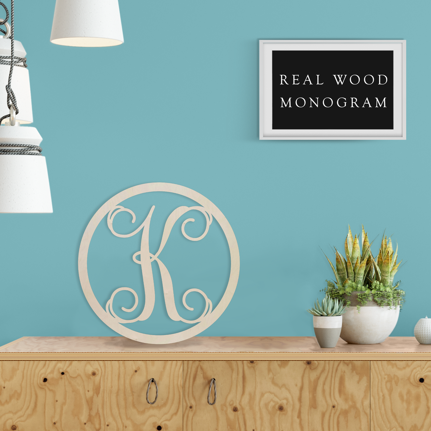 Precision Cut Vines Circle Wood Monogram Letter (LC-03)
